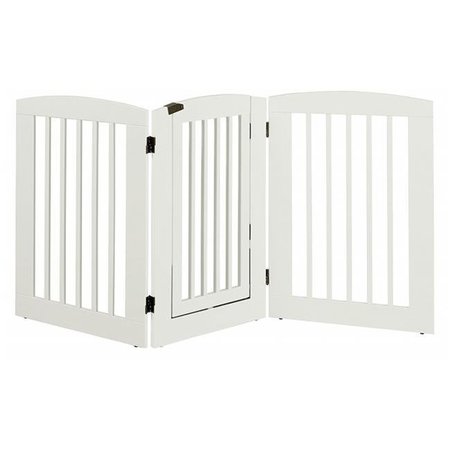 EF EF Furniture 393603 36 in. Ruffluv 3 Panel Expansion Pet Gate with Door  Large - White 393603